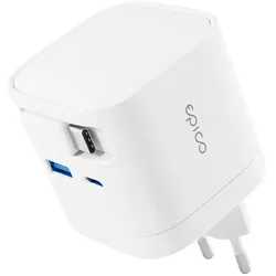 Epico UltraBoost Retractable GaN 65W Adapter EA65c with Built-in Cable (65 W, 3 Ports), USB Ladegerät, Weiss