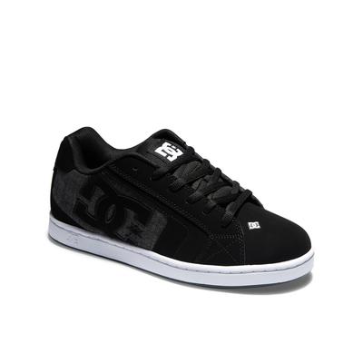 Sneaker DC SHOES "Net", Herren, Gr. 10 (43), schwarz-weiß (schwarz, armor, schwarz), Obermaterial: Leder (Kuh) / Futter: Textil / Außensohle: Gummi, Schuhe Sneaker