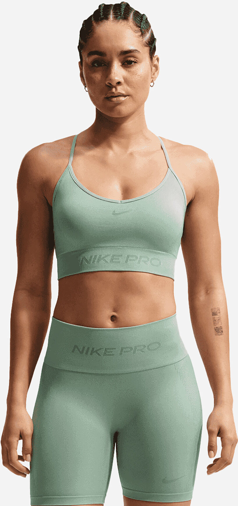 Nike Seamless Ls Pro W - Bra Training - Donna - Verde M