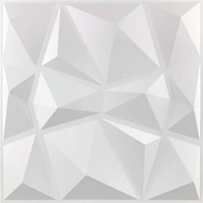 Useful Little Things Geometric Diamond Pattern Three Dimensional Wall Panel Set white B