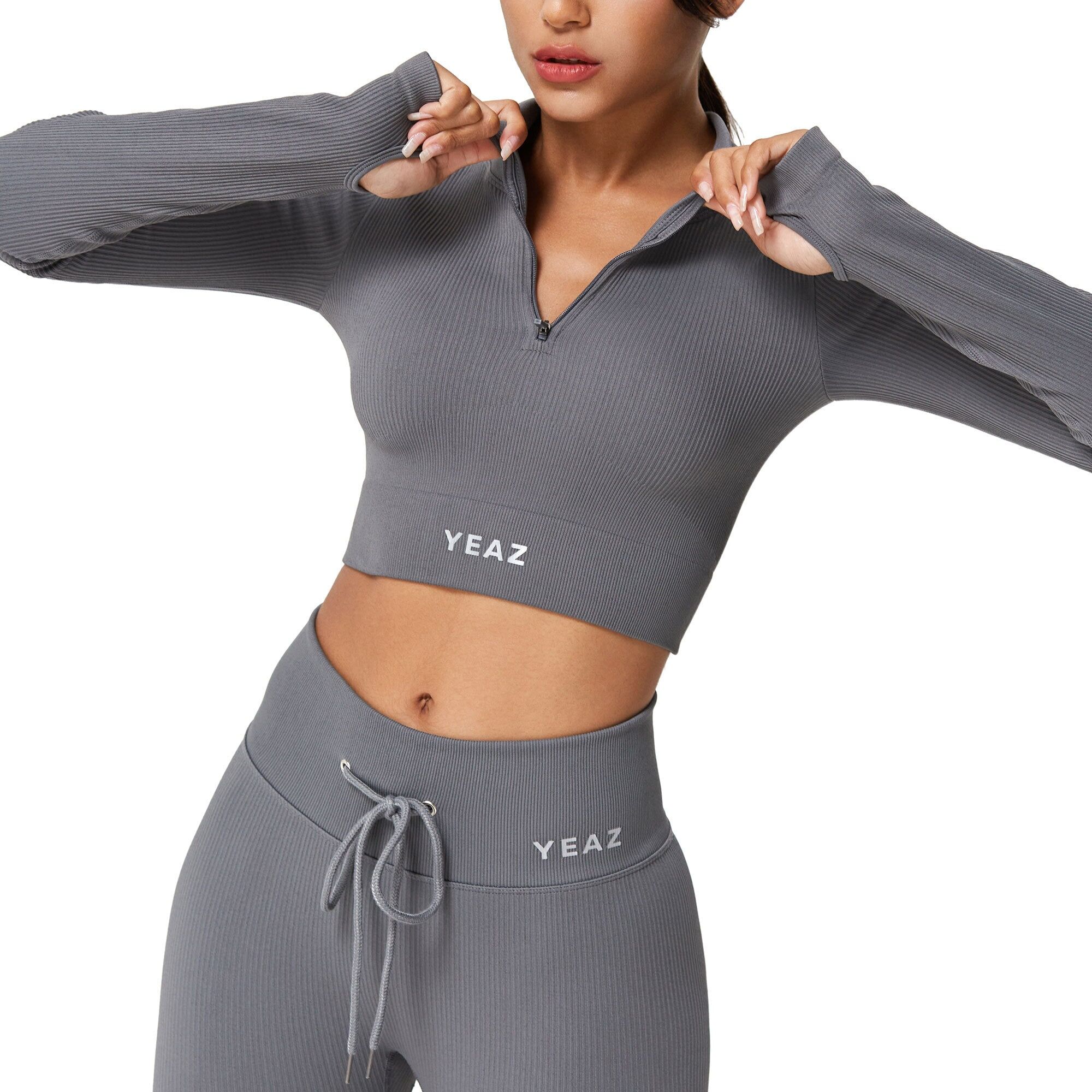 Sportanzug YEAZ "Set RUNWAY", Damen, Gr. XL, grau, Obermaterial: 87% Nylon NY. 13% Elasthan EL., Sportanzüge Sportanzug