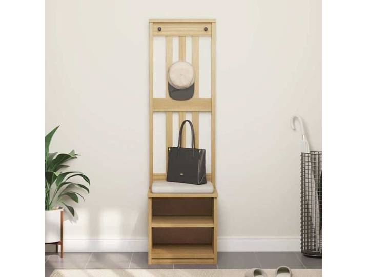 (SOLDES DEC)Banc d'entrée pour séjour - Portemanteau SANDNES 45x40x159 5 cm bois massif pin 01_3303816