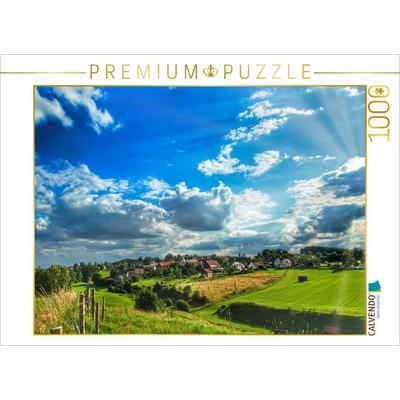 CALVENDO Puzzle Wolken über dem Dorf | 1000 Teile Lege-Größe 64x48cm Foto-Puzzle für glückliche Stunden