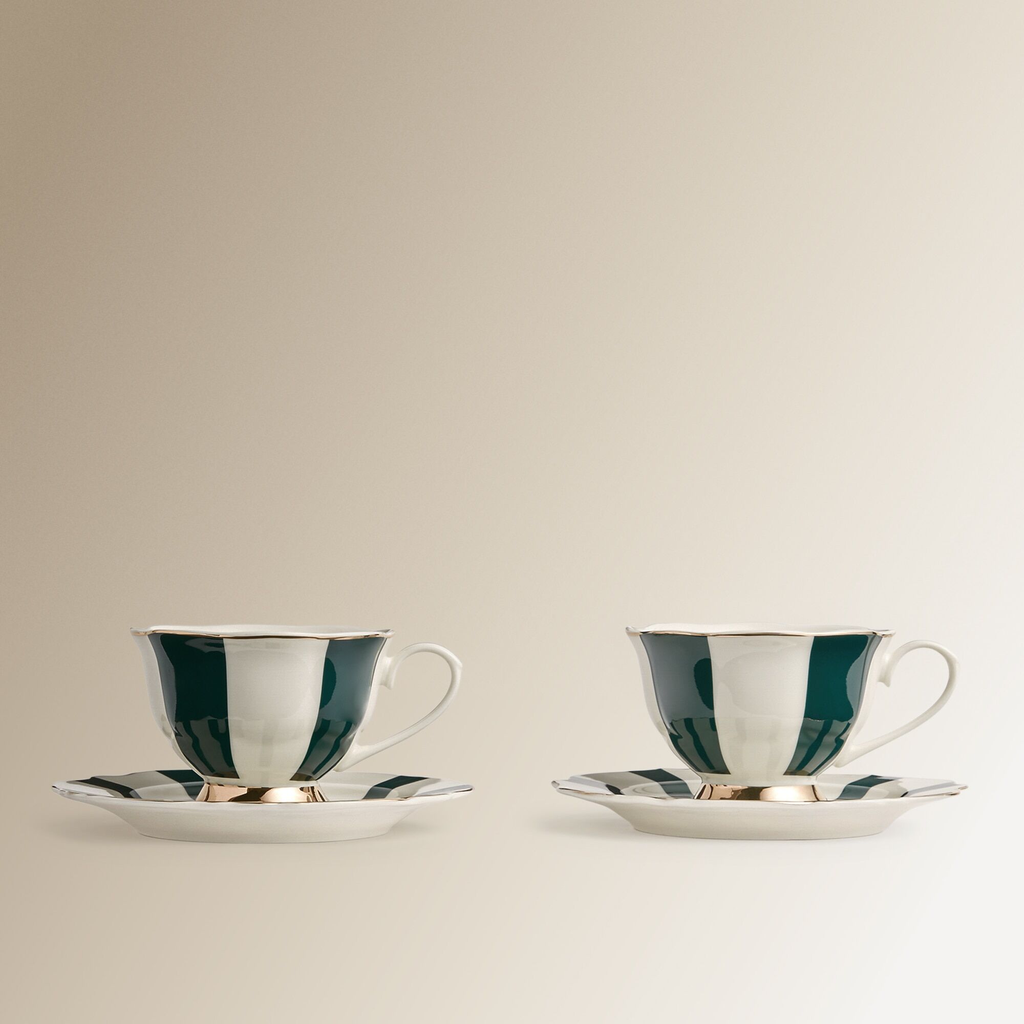 El Corte Inglés Set de 2 tazas de té con plato Persia . Verde oscuro