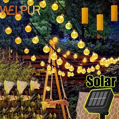 Uplift Essentials Solar String Lights Outdoor Bubble Ball Light 17m 150leds