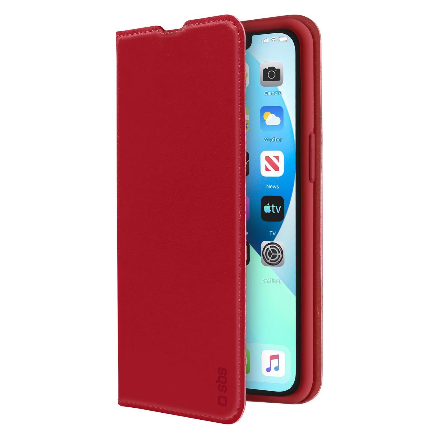 SBS Bookcase Wallet Lite-Hülle für iPhone 13 rot (Apple iPhone 13) (TEBKLITEIP1361R)