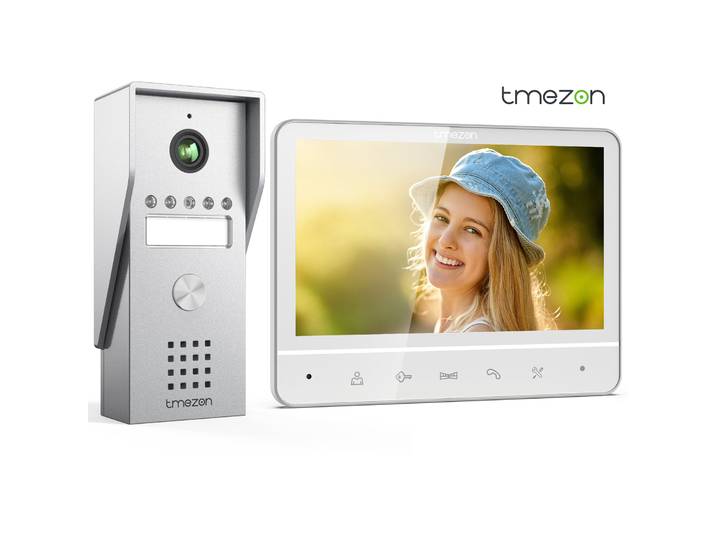 TMEZON Vidéophone 4 fils, interphone avec sonnette, vidéophone avec caméra, écran couleur 7 pouces, 120 ° Caméra à vision large angle