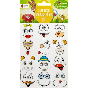 Heitmann-Eierfarben Sticker Lustige Gesichter, verschiedene Ostermotive, 24 Aufkleber, 24 Stück
