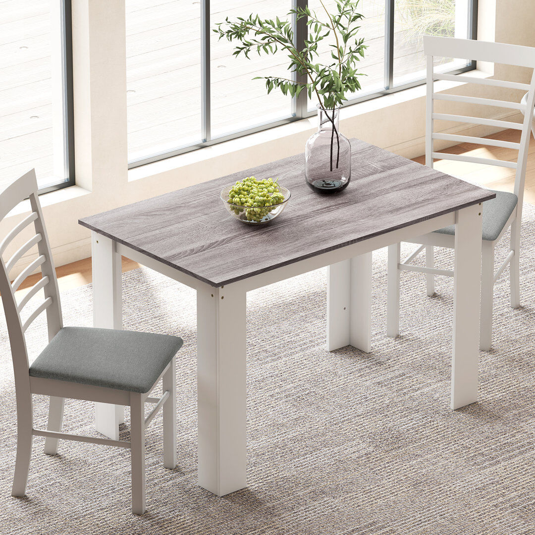 17 Stories Rectangular Dining Table White/Grey Wood