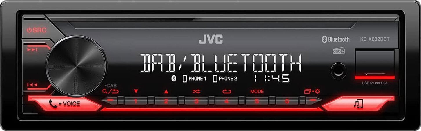 JVC KD-X282DBT Autoradio met Bluetooth en USB, zwart, 200W