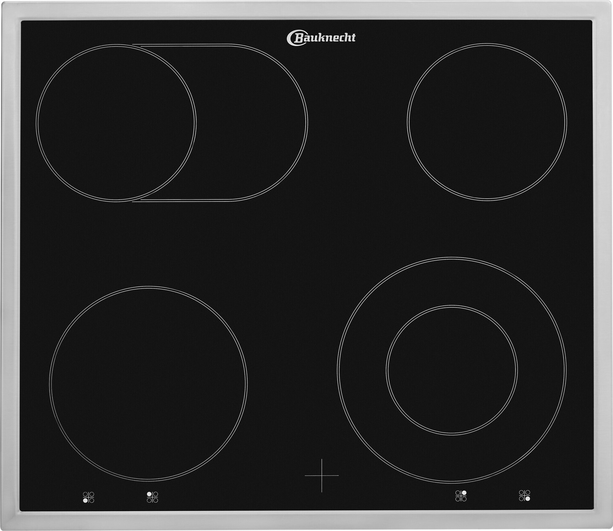 Bauknecht CHR 6642 IN, Schwarz, Edelstahl, Integriert, 58 cm, Keramik, Glaskeramik, 4 Zone(n)