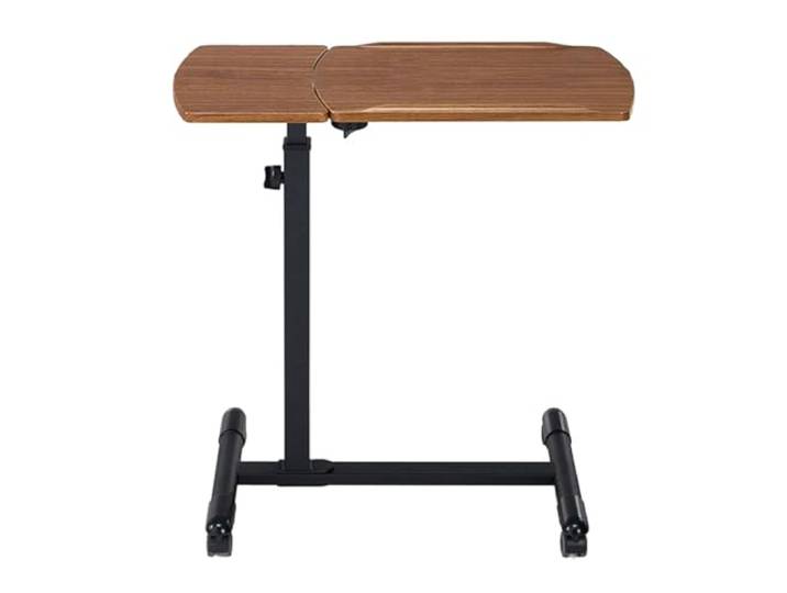 BDSDFSA Beistelltisch, Höhenverstellbarer C-förmiger Beistelltisch mit feststellbaren Rädern(Walnut)