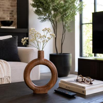 Sagebrook Home Natural Wood Donut Shaped Vase