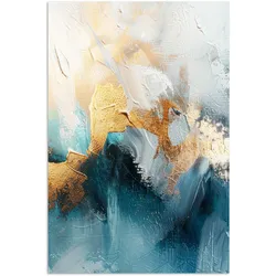 POSTER Abstrakt - Kunst - Gold - Blau Room Decor 20x30 cm