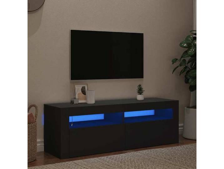 SALE 2026  Armoire TV moderne Noir - Meuble TV avec lumières LED noir 120x35x40cm PRO642823234