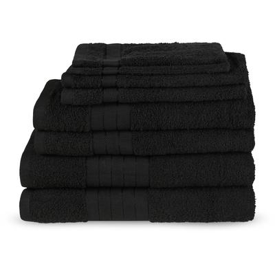 Handtuch Set GOOD MORNING "Uni", schwarz, 8 Stk., 2 Badetücher 70x140cm, 2 Handtücher 50x100cm, 2 Gästetücher 30x50cm, 2 Waschhandschuhe 16x21cm, Frottee, Frottee, Obermaterial: 100% Baumwolle, Handtücher, Baumwolle, Walkfrottee, Bordüre, 500 GSM,...