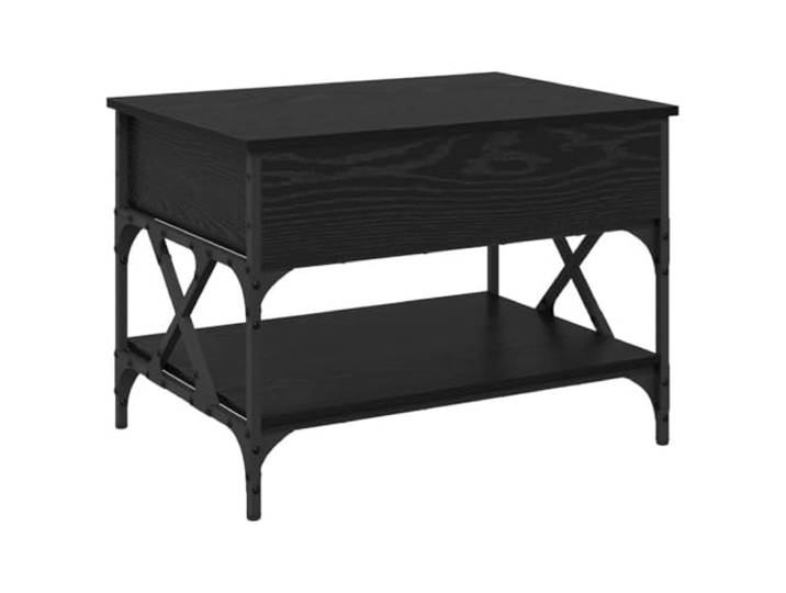 LASWWQMRF Couchtisch Höhenverstellbar Schwarz Eichen-Optik 70x50x50cm Höhenverstellbare Tischplatte für das Wohnzimmer mit praktischem Ablagefach und robustem Metallgestell im Industrie Design.