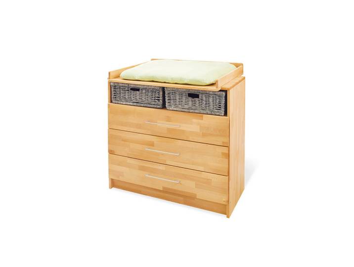 Pinolino Wickelkommode Pinolino Natura, Buche, Metall, Buche, massiv, 3 Schublade(n) Schubladen, 100x102x55-78 cm, Babymöbel, Wickelkommoden & Zubehör, Wickelkommoden