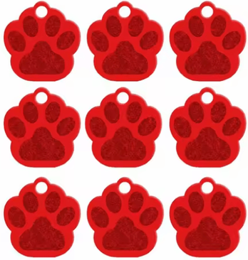 Inspire Picks 20PCS Paw Shape Pet ID Tags Personalized Aluminum Name Tags For Dogs & Cats red 27x28x1 Mm