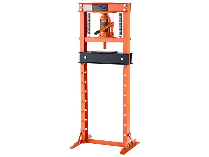 VEVOR Presse hydraulique de 12 tonnes\, cadre en H en acier au carbone\, 8 niveaux de hauteur réglables de 23 à 655 mm\, avec valve de limitation de pression et poignée en caoutchouc ergonomique\, idéale pour le pliage\, le redressage et le pressage