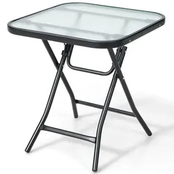 Helloshop26 - Klappbarer Gartentisch 46,5 x 46,5 x 42 cm für drinnen und draußen stabil und praktisch elegantes Design schwarzes