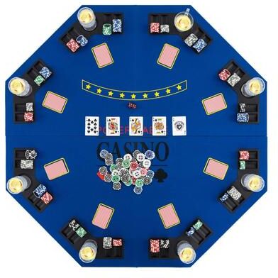 "48"" Poker Table Top 8 Player Foldable Texas Holdem Poker Mat Layout"