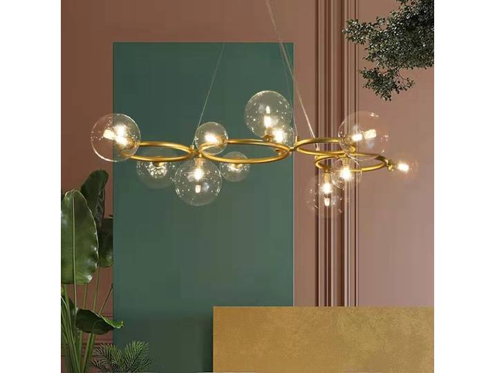 Lustres dorés postmodernes simplicité LED G9 lumière d'art moderne salon salle à manger Restaurants magasins lustre annulaire intérieur