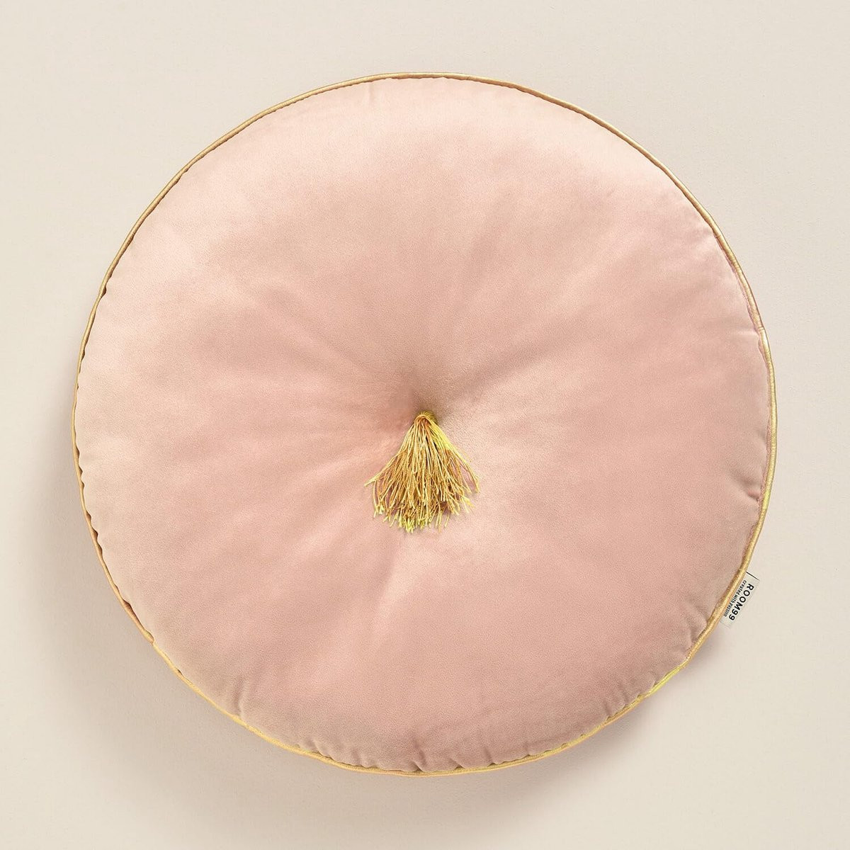 ROOM99 Allure Rond Sierkussen 45 cm - Poederroze Pluche Bankkussen met Franjes