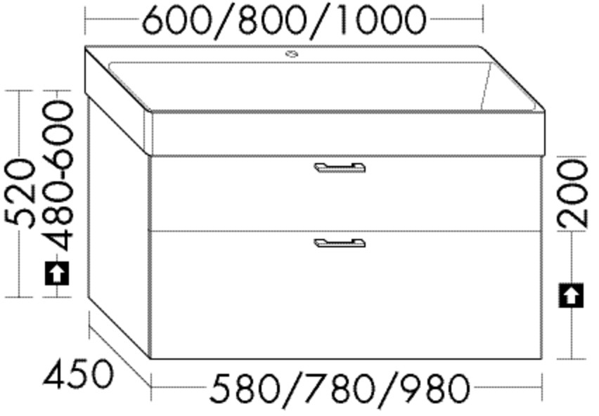 Burgbad Waschtischunterschrank System 30 Preisgruppe 4 Sana 520x780x450 Trend- oder RAL-Farbe WYFF078F5348