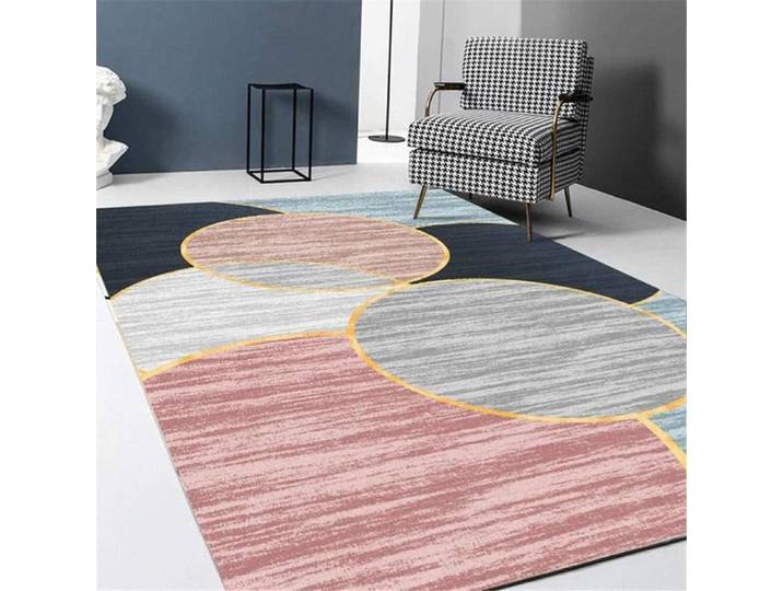 Tapis Salon Chambre Bleu Gris Rose Rectangle n'est Pas déformé Tapis Enfant Grand Tapis Chambre Grand 60x90cm[5145]