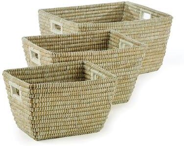 Porch & Petal Rivergrass Rectangular Baskets With Handles, Set Of 3 - Set of 3