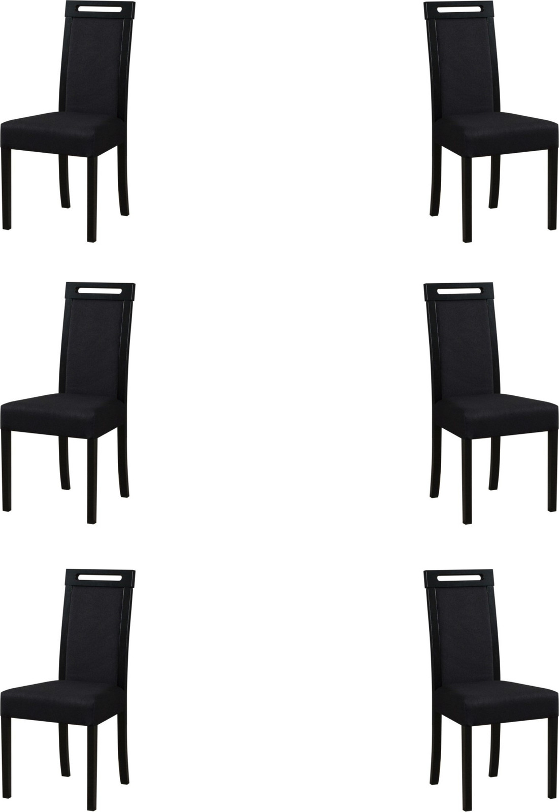 LeafDesign Eetkamerstoel Roma 5, set van 6, massief eikenhout, zwart