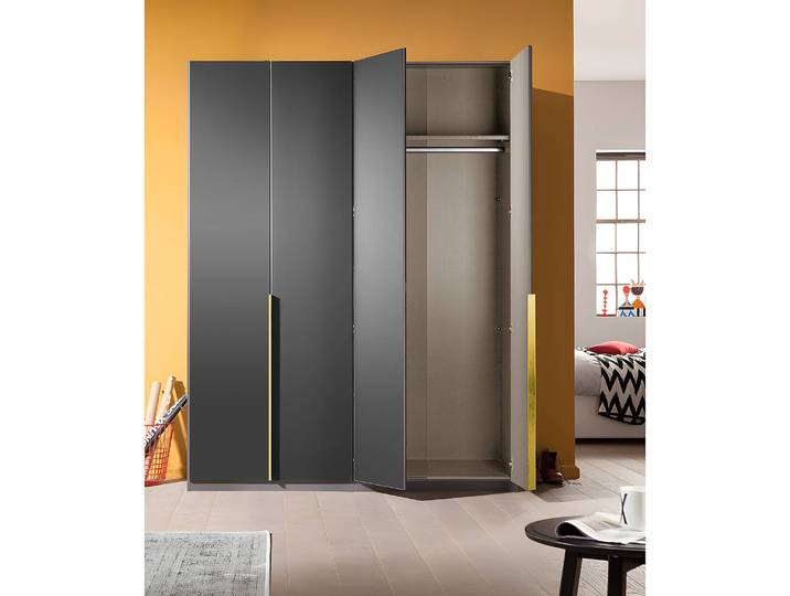Drehtürenschrank Glam 180cm Grau Basic Gold