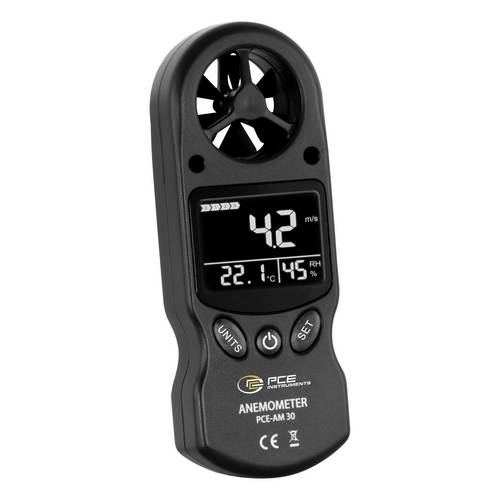 PCE Instruments Anemometer PCE-AM 30 Messbereich 30 m/s |Auflösung 0,1 m/s |Temperatur |Luftfeuchte |km/h kn mph ft/min