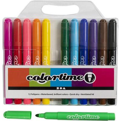 Creativ Company Colortime Marker, Strichstärke 5 mm, Standard-Farben, 12 Stk