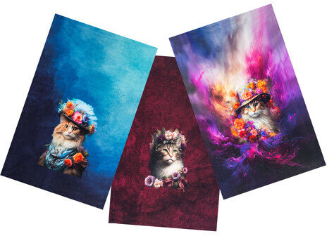 Digital-French-Terry-Coupon "Katzen", bunt
