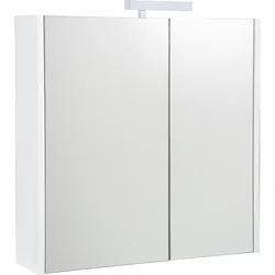 Spiegelschrank Akira mit LED-Beleuchtung, 2 Türen, weiß Hochglanz, 715x700x155mm