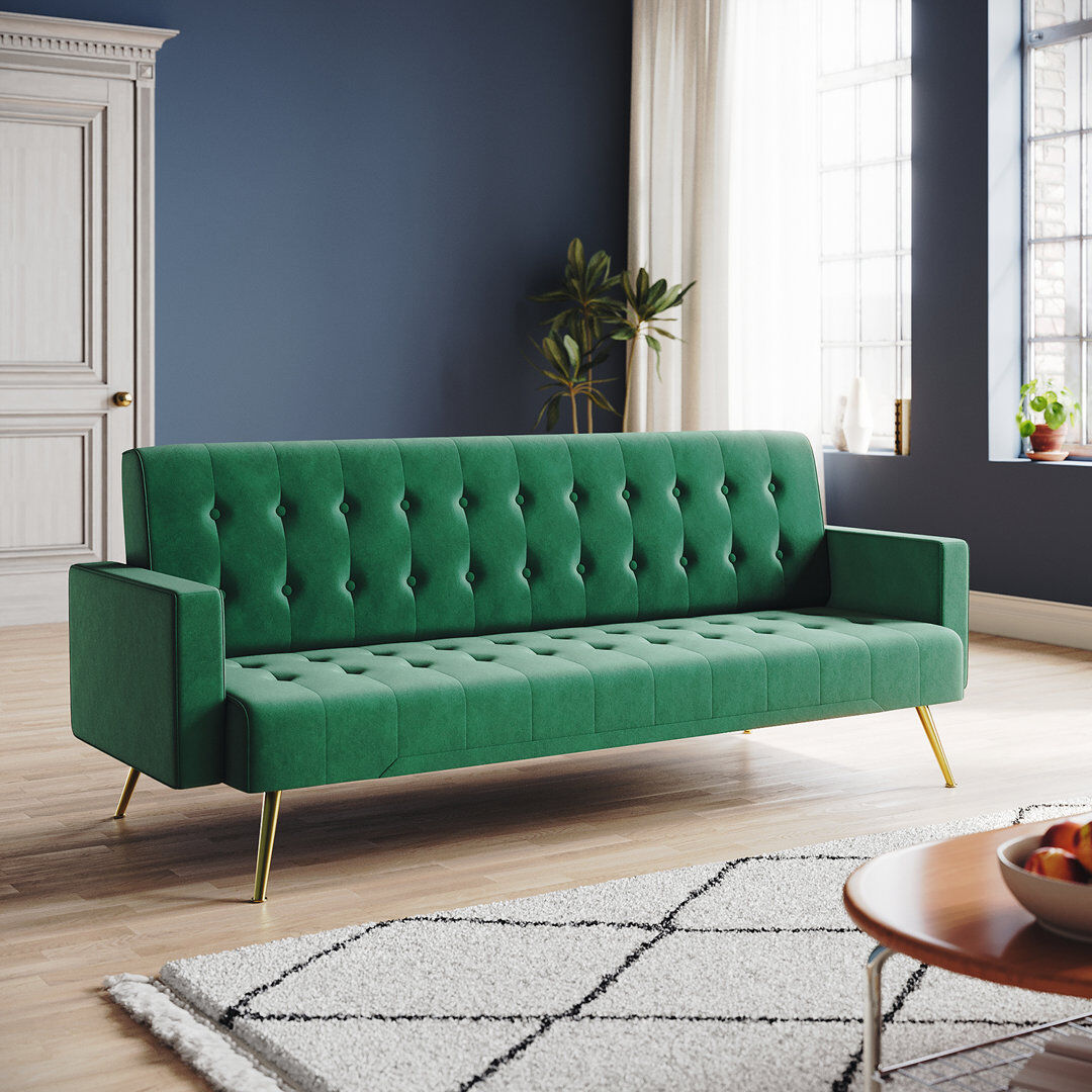 Fairmont Park Kena 5 Seater Convertible Sleeper Sofa Green Fireproof Sponge 187.96cm H X 485.14cm W X 200.66cm D