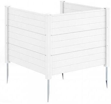 Costway 48 x 38 Inch Air Conditioner Fence 3 Panels with Metal Ground Stakes for Patio Backyard-White
