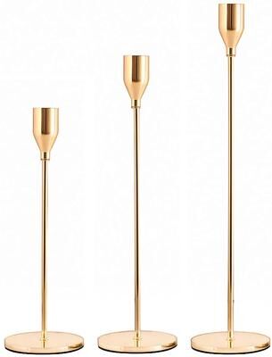 Inspire Daily Merch Simple Golden Metal Candle Holders Style Wedding Bar Party Living Room Decor Candlestick gold