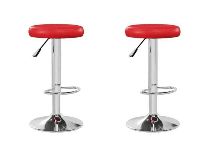 Barhocker, Kunstleder, drehbar, 2 Stück, Rot Höhenverstellbar, 360° drehbar, integrierte Fußstütze, verchromter Stahlrahmen, max. 110 kg