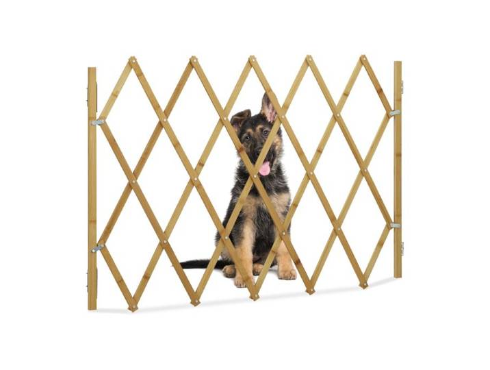Relaxdays Ausziehbares Hundeabsperrgitter Bambus