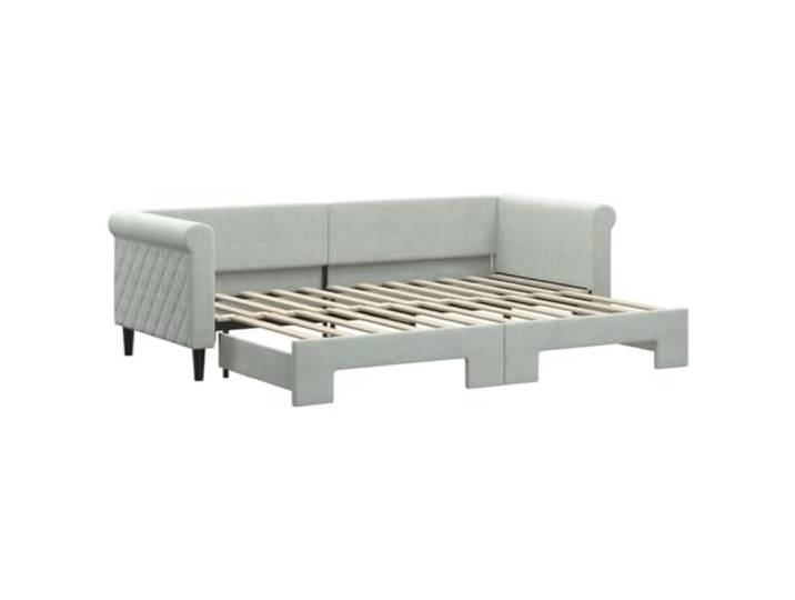 Makastle Tagesbett Ausziehbar Hellgrau Samt 80x200 cm 100% Polyester Samt