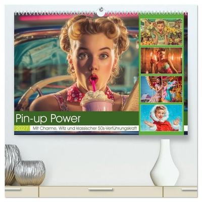 Pin-up Power (hochwertiger Premium Wandkalender 2027 DIN A2 quer), Kunstdruck in Hochglanz