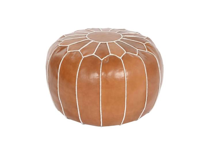 Pouf en cuir marron 50x50x40 cm