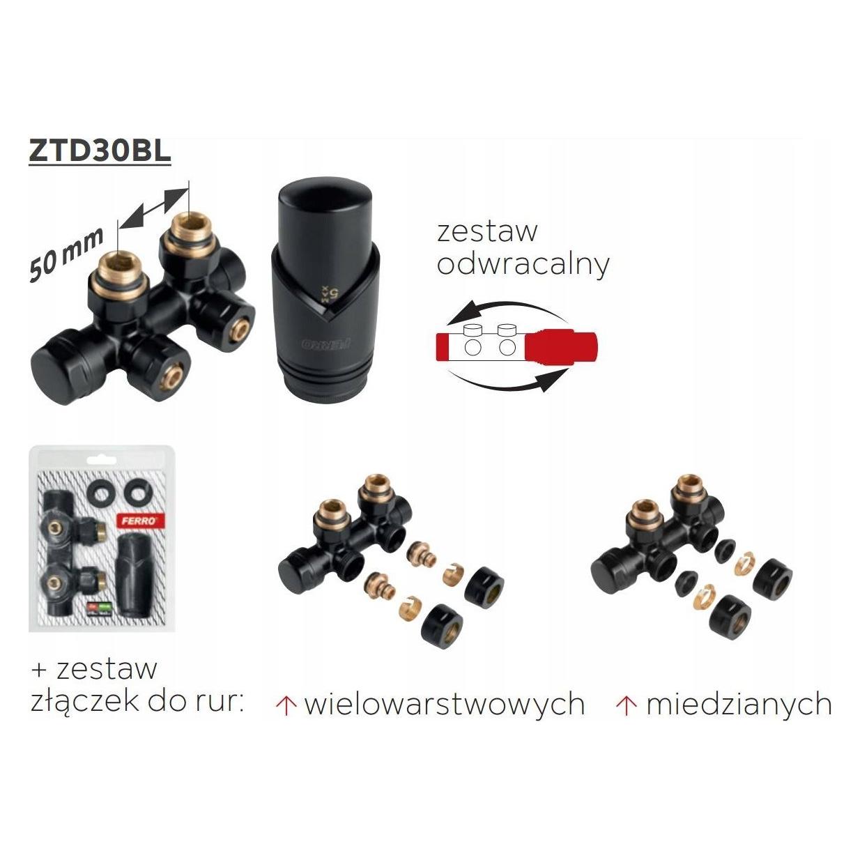 Ferron Winkel-Thermostat-Set, schwarz (ZTD30BL)