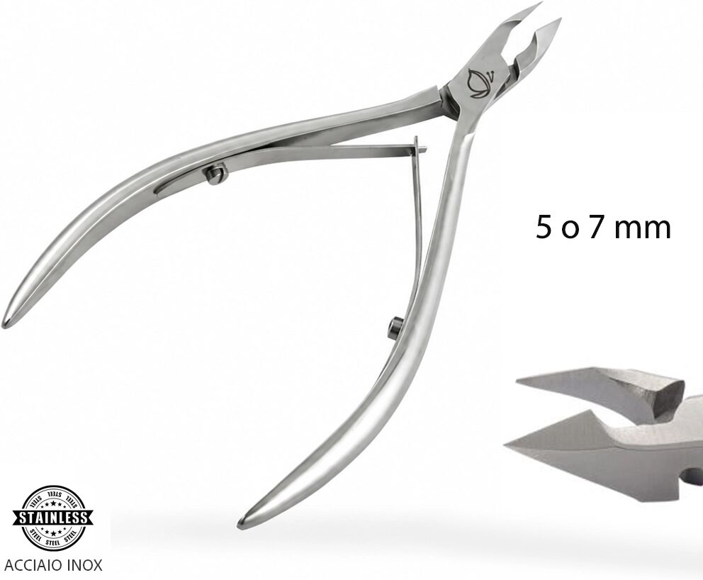 Tuttoperlestetica Tronchesina per cuticole pelli doppia molla da 5 o 7 mm acciaio inox per manicure e pedicure 5 mm