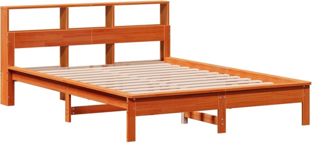 vidaXL Lit bibliothèque sans matelas cire marron 120x190cm pin massif