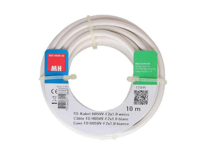 Max Hauri AG TD-Kabel H05Vv-F2X1.0 10m weiss