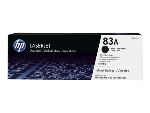 HP 83A - 2er-Pack - Schwarz - original - LaserJet - Tonerpatrone (CF283AD) (CF283AD)